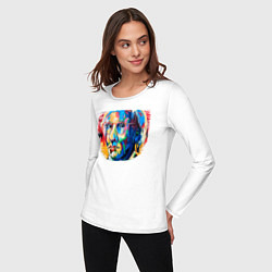 Лонгслив хлопковый женский Портрет Художника Andy Warhol, цвет: белый — фото 2