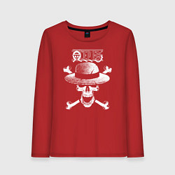 Лонгслив хлопковый женский Пираты Соломенной Шляпы One Piece, цвет: красный