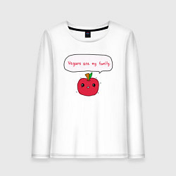 Лонгслив хлопковый женский Веганы съели мою семью, цвет: белый