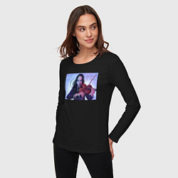 Лонгслив хлопковый женский Ваня Академия амбрелла, цвет: черный — фото 2