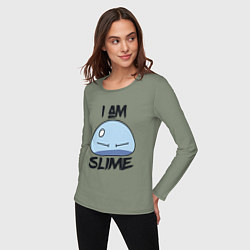 Лонгслив хлопковый женский I AM SLIME, Я СЛИЗЬ, цвет: авокадо — фото 2