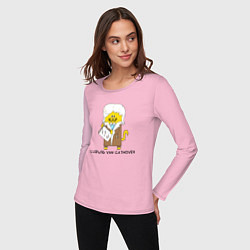 Лонгслив хлопковый женский Кэтховен Бетховен кот, цвет: светло-розовый — фото 2