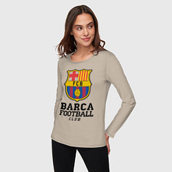 Лонгслив хлопковый женский Barcelona Football Club, цвет: миндальный — фото 2