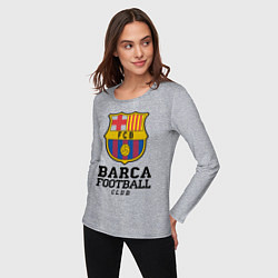Лонгслив хлопковый женский Barcelona Football Club, цвет: меланж — фото 2