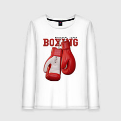Лонгслив хлопковый женский BOXING, цвет: белый