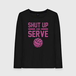 Лонгслив хлопковый женский Shut Up And Serve, цвет: черный