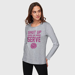 Лонгслив хлопковый женский Shut Up And Serve, цвет: меланж — фото 2