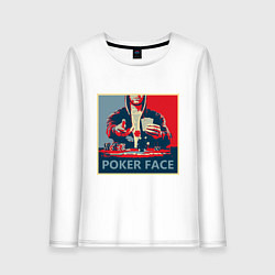 Лонгслив хлопковый женский Poker face, цвет: белый