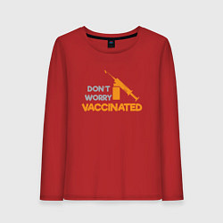 Лонгслив хлопковый женский Vaccinated, цвет: красный