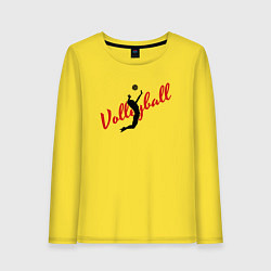 Лонгслив хлопковый женский Volleyball Game, цвет: желтый