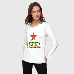Лонгслив хлопковый женский ЦСКА, цвет: белый — фото 2