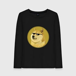 Лонгслив хлопковый женский Dogecoin, цвет: черный