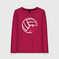 Лонгслив хлопковый женский Love Volleyball, цвет: маджента
