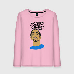 Лонгслив хлопковый женский Hussle, цвет: светло-розовый
