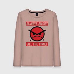 Лонгслив хлопковый женский Angry marines, цвет: пыльно-розовый