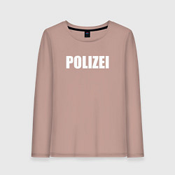 Лонгслив хлопковый женский POLIZEI Полиция Надпись Белая, цвет: пыльно-розовый