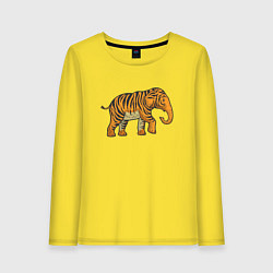 Лонгслив хлопковый женский Тигровый слон, цвет: желтый