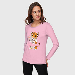Лонгслив хлопковый женский Tiger Girl, цвет: светло-розовый — фото 2
