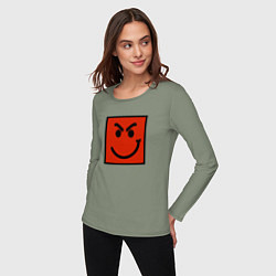 Лонгслив хлопковый женский BON JOVI HAVE A NICE DAY SMILE LOGO, цвет: авокадо — фото 2