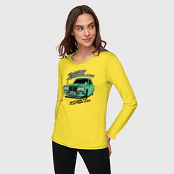 Лонгслив хлопковый женский Авто с классическим движком, цвет: желтый — фото 2