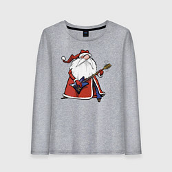 Лонгслив хлопковый женский Дед Мороз гитарист, цвет: меланж