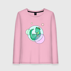 Лонгслив хлопковый женский Динозавр в пузыре, цвет: светло-розовый