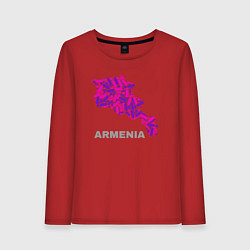 Лонгслив хлопковый женский Карта - Армения, цвет: красный