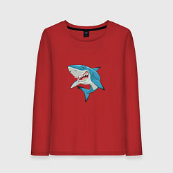 Лонгслив хлопковый женский Акула-молот, цвет: красный