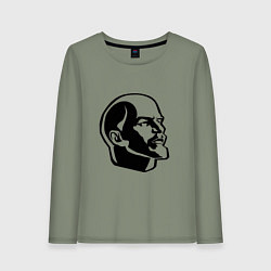 Лонгслив хлопковый женский Ленин Владимир Ильич, цвет: авокадо