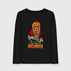 Лонгслив хлопковый женский Halloween, цвет: черный