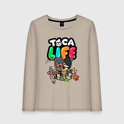 Лонгслив хлопковый женский Toca Life, цвет: миндальный