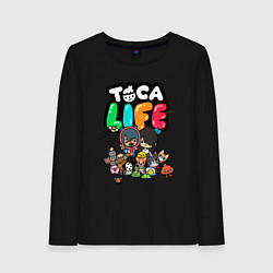 Лонгслив хлопковый женский Toca Life, цвет: черный