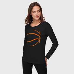 Лонгслив хлопковый женский Баскетбольный мяч, цвет: черный — фото 2