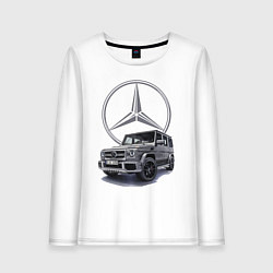 Лонгслив хлопковый женский Mercedes Gelendwagen G63 AMG G-class G400d, цвет: белый