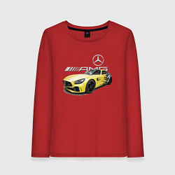 Лонгслив хлопковый женский Mercedes V8 BITURBO AMG Motorsport, цвет: красный