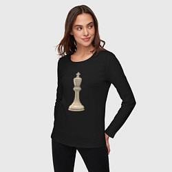 Лонгслив хлопковый женский Шахматная фигура Белый король, цвет: черный — фото 2