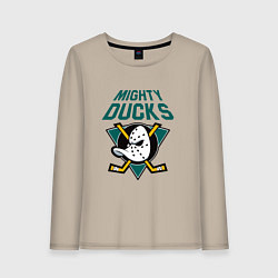 Лонгслив хлопковый женский Анахайм Дакс, Mighty Ducks, цвет: миндальный