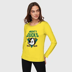 Лонгслив хлопковый женский Анахайм Дакс, Mighty Ducks, цвет: желтый — фото 2