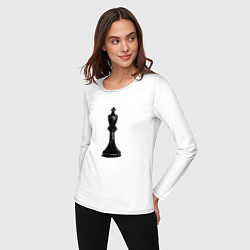 Лонгслив хлопковый женский Шахматная фигура Чёрный король, цвет: белый — фото 2