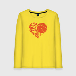 Лонгслив хлопковый женский Баскетбольное сердце, цвет: желтый