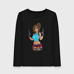 Лонгслив хлопковый женский Lara Croft Tomb Raider, цвет: черный