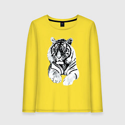 Лонгслив хлопковый женский Тигр белый, цвет: желтый