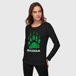 Лонгслив хлопковый женский SKODA ШКОДА ХИЩНИК, цвет: черный — фото 2