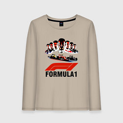 Лонгслив хлопковый женский Пилоты формулы 1, цвет: миндальный