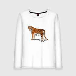 Лонгслив хлопковый женский Тигр Tiger в полный рост, цвет: белый