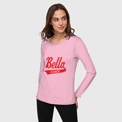 Лонгслив хлопковый женский Bella Ciao Белла Чао, цвет: светло-розовый — фото 2