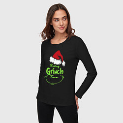 Лонгслив хлопковый женский Resting Grinch Face, цвет: черный — фото 2