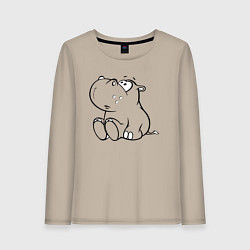 Лонгслив хлопковый женский Бегемотик детский cotton theme, цвет: миндальный