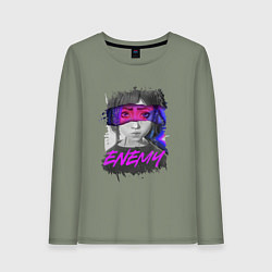Лонгслив хлопковый женский Everywere My Enemy, цвет: авокадо