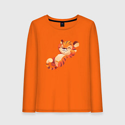 Лонгслив хлопковый женский Тигр на чиле, цвет: оранжевый